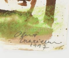 Olbert Mariann (1973-): Monoki részlet. Pasztell, barna tus, papír, jelezve jobbra lent, hátoldalán ...