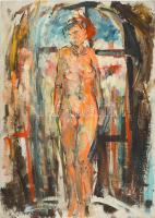 Olbert Mariann (1973-): Női akt. Olaj, karton, jelezve jobbra lent. 50x36 cm