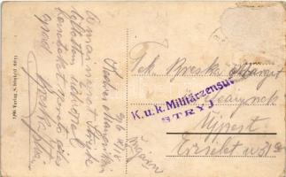 1916 Stryi, Stryj, Strij; Pomnik Kilinskiego, Szkola wydzialowa meska / Kilinski Monument / monument...