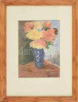 Korschelt Miklós (1900-1982): Csendélet. pasztell, papír, jelzett. Üvegezett fakeretben, 22×15,5 cm