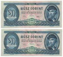 1969. 20Ft (2x) sorszámkövetők " C 590 049370 - C 590 049371" T:XF hullámos papír Adamo F15