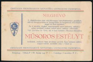1931 Az Országos Frontharcos Szövetség gyöngyösi csoportja meghívó műsoros estre