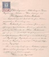 1882 Igazolás a Duna Szabályozó Társaság viaszpecsétjével Markovits Miklós mérnök munkájáról 50kr il...