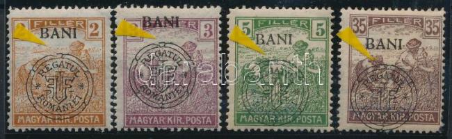 Kolozsvár 1919 Arató 4 klf érték a felülnyomatban lemezhibával, Bodor vizsgálójellel