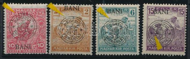 Kolozsvár 1919 4 klf érték a felülnyomatban lemezhibával, Bodor vizsgálójellel