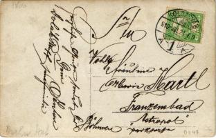 1910 Kolozsvár, Cluj; osztrák-magyar katonák a ház előtt / K.u.k. Austro-Hungarian soldiers in front...