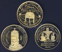 2000. "Államalapítás emlékére" 3klf aranyozott emlékérem, eredeti díszdobozban T:PP