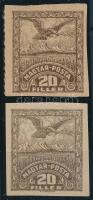 Debrecen II. 1920 20f 2 db próbanyomat, Bodor vizsgálójellel
