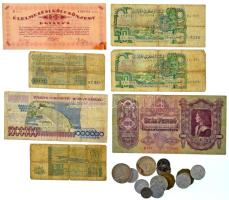 Vegyes érme és bankjegy tétel. Benne 7db papírpénz és 13db érme, közte Svájc 1896. 1/2Fr Ag, 1993. 200Ft Ag "MNB" és 1994. 200Ft Ag "Deák" T:vegyes