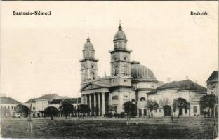 1915 Szatmárnémeti, Satu Mare; Deák tér, székesegyház. Vasúti levelezőlapárusítás 5879. / square, cathedral (EK)