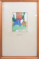 Bikácsi Daniela (1943-): Farsangi mátkapár. Tempera, papír, jelzett, üvegezett keretben 17x13 cm,