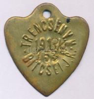 1911. "Trencsén V.M. - Bitcsei J.R." bronz ebadójegy / kutyabárca, "34 / 153" sorszámmal (46x50mm) T:XF-VF