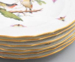 Herendi Rotschild mintás süteményes készlet, tál + 6 db tányér, Kézzel festett, jelzett, minimális k...