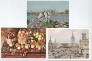 Oroszország - 3 db MODERN képeslapfüzet, saját tokban: Moszkva, Leningrád (Szentpétervár), művészeti...