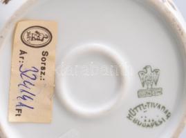 Hüttl Tivadar Aquincum kétrészes virágmintás hamuzó, jelzett, alján BÁV címkével, kopással, m: 8,5 c...