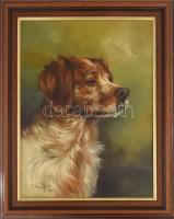 Prihoda Judit (1972-): Breton spániel. Olaj, farost. Jelezve jobbra lent. Fakeretben. 40x30 cm