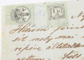 1869 Szegvár, 3 db nyugtatvány okmánybélyegekkel