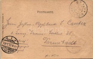 1901 München, Munich; Panorama. Art Nouveau, floral, litho frame with coat of arms