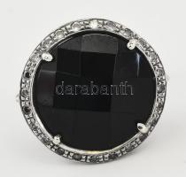 Ezüst (Ag) gyűrű kövekkel, jelzett, méret: 54, bruttó: 12,3 g