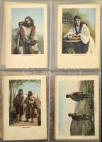 Kb. 34 db RÉGI motívum képeslap albumban: sok folklór és üdvözlőlap / Cca. 34 pre-1945 motive postca...