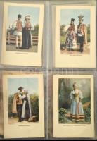 Kb. 34 db RÉGI motívum képeslap albumban: sok folklór és üdvözlőlap / Cca. 34 pre-1945 motive postca...