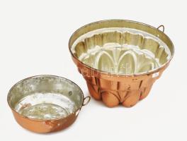 2 darab réz sütőforma, d: 12,5-18,5 cm
