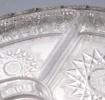 7 részes kínáló, jelzett ezüstözött szereléken, lepattanásokkal, 48x27 cm