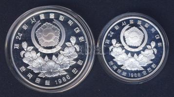 Dél-Korea 1986. 5000W Ag + 10.000W Ag "Olimpia" szettben T:PP Eredeti díszdobozban, tanúsí...