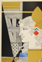 Szász Endre (1926-2003): Irén. Szitanyomat, papír, jelzett, sorszámozott 13/100 40x35 cm Lap szélén ...