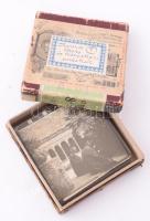 cca 1900 Olaszország Róma: ókori és középkori épületek. Egy doboz üveg dia pozitív, magyar utazó által készített felvételek egyiken az utazó maga is látható 11 db 9x9 cm / cca 1900 Rome, Italy buildings. A box of glass slide positives, photographs taken by a Hungarian traveler 11 pcs 9x9 cm