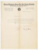 1941 Magyar Református Diákok Soli Deo Gloria Szövetségének gratuláló levele, Bognár István elnökhelyettes, Szárszó '43 konferencia elnökének aláírásával.