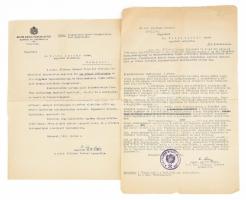 1942 A Magyar Királyi Földtani Intézet megbízása dr. Vitéz István részére, az erdélyi ásványvíz források vizsgálatára, 2 db, ifj. Lóczy Lajos (1891-1980) geológus, a Földtani Intézet (1932-1948) igazgatójának aláírásaival, hajtottak, az egyik szakadt.