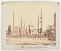 cca 1900 Isztambul, Ahmed szultán mecset G. Berggren jelzett fotó magyar utazó által feliratozott, kartonon 24x33 cm  ca 1890 Istanbul Sultan Ahmed mosque. Photo of G. Berggren on cardboard. inscribed by a Hungarian traveler 24x33 cm