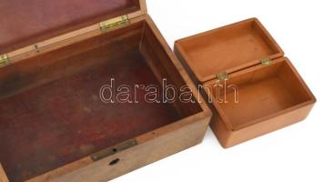 2 darab régebbi fa doboz, h: 12-23 cm