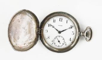 Vidar ezüst (Ag) zsebóra. Jelzett, szép számlap, nem működik. d: 50 mm