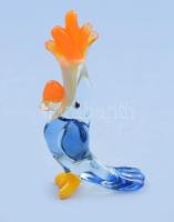 Murano art kakadu figura, részben színezett üveg, jelzés nélkül, hibátlan, m: 8,5 cm