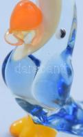 Murano art kakadu figura, részben színezett üveg, jelzés nélkül, hibátlan, m: 8,5 cm