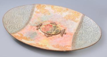 Vintage üvegkínáló, gazdag díszítéssel, 42x27 cm