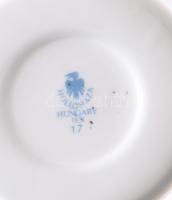 Hollóházi Hortenzia mintás mokkás készlet, teljes, jelzett, szirmon minimális pattogzással