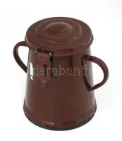 Zsírosbödön kőbányai jelzett zománc edény 20 cm