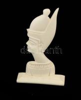 Fáraó büszt szobor, faragott csont, talapzaton, m: 13 cm