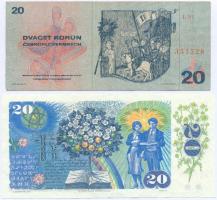 Csehszlovákia 1970. 20K + 1988. 20K T:F egyik szép papír
Czechoslovakia 1970. 20 Korun + 1988. 20 K...