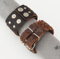 2 darab bőr karkötő, tartón