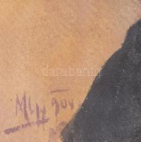 M. Gy. 2 db női portré. Akvarell, papír, jelzett, 1904. Üvegezett keretben . 25x21 cm