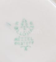 Hollóházi ritka mintás mokkás készlet, 1 csésze hiánnyal, jelzett