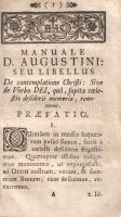 Augustinus, Aurelius [Szent Ágoston hippói püspök]: 
Manuale, Sive Libellus de Comtemplatione Chris...