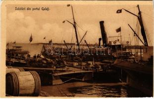 Galati, Galatz; portul / port, steamship (cut)