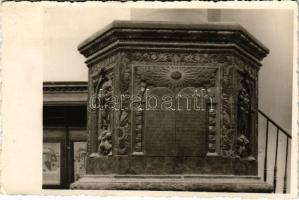 Kolozsvár, Cluj; Farkas utcai református templom, héber felirat, belső / Calvinist church, Hebrew text, interior (EK)