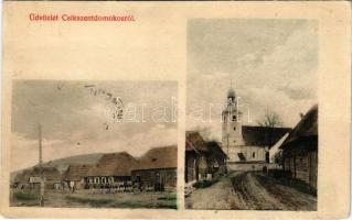 Csíkszentdomokos, Sandominic; utcakép, templom / street, church (EK)