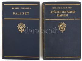 Móricz Zsigmond 2 műve: Baleset. Elbeszélések. Bp., 1927, Athenaeum, 252 p. Első kiadás. Kiadói aranyozott egészvászon-kötés, kissé kopott gerinccel, egyébként jó állapotban. + A tűznek nem szabad kialudni. Bp., 1927, Athenaeum, 207+(1) p. Negyedik kiadás. Kiadói aranyozott egészvászon-kötés, kissé kopott borítóval és gerinccel, belül a lapok jó állapotban.